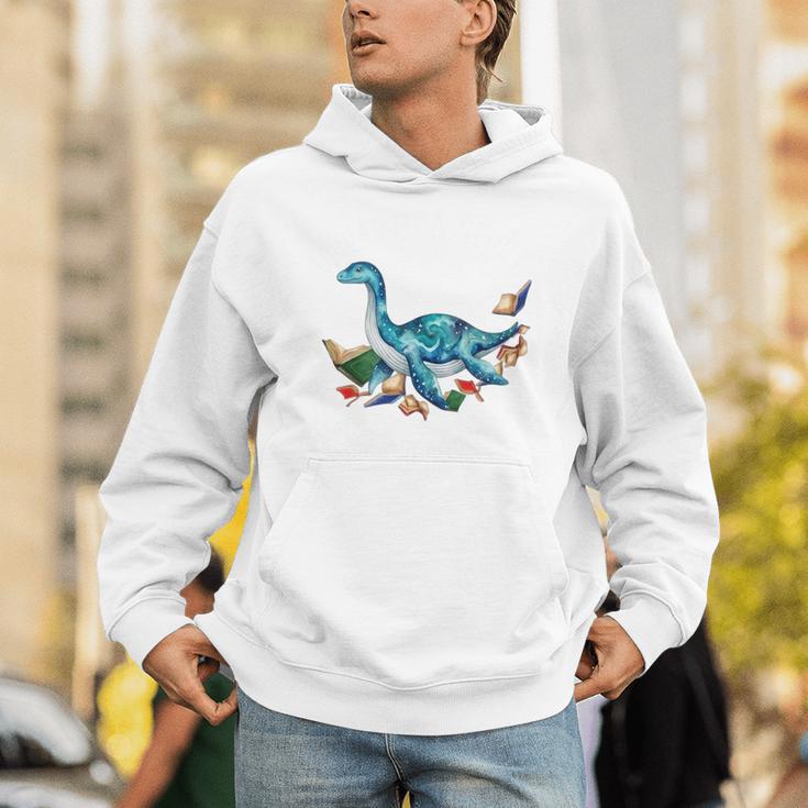 Unearth A Story Summer Reading 2026 Cute Plesiosaurus Book Unisex Hoodie