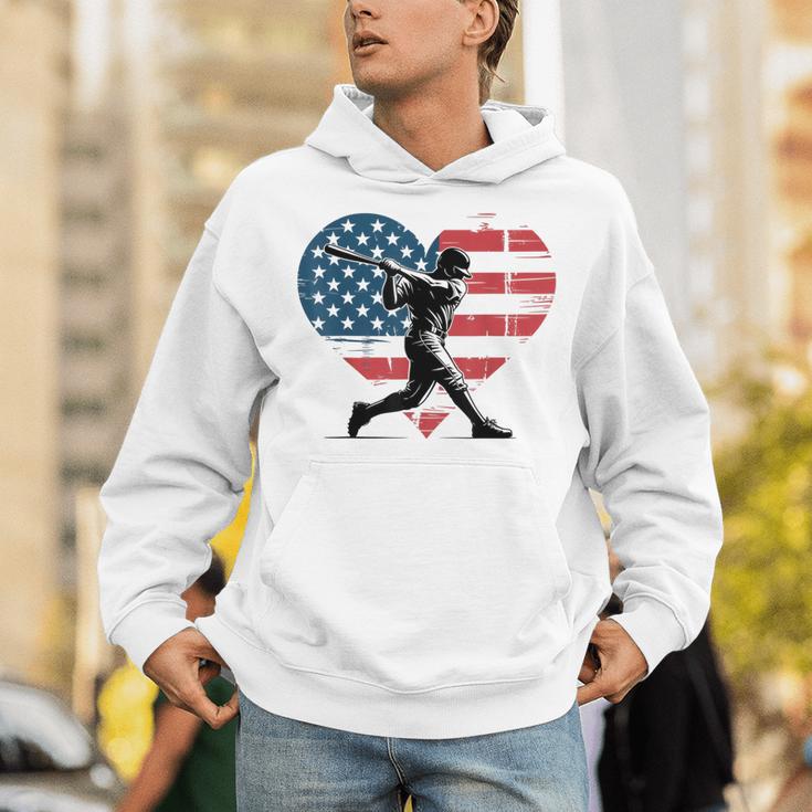 Valentines Baseball Batter Silhouette Heart Men Boys Kid Unisex Hoodie