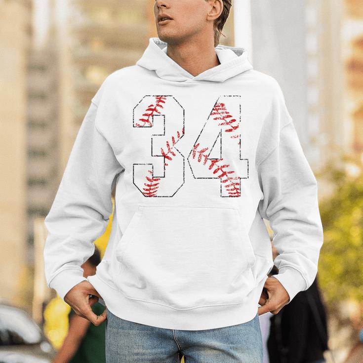 Vintage Distressed Baseball Number 34 Jersey Player Uniform Unisex Hoodie