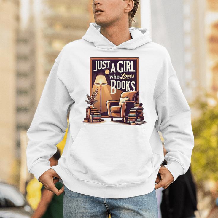 Vintage Just A Girl Who Loves Books Retro Bookworm Reader Unisex Hoodie Vintage Just A Girl Who Loves Books Retro Bookworm Reader Unisex Hoodie