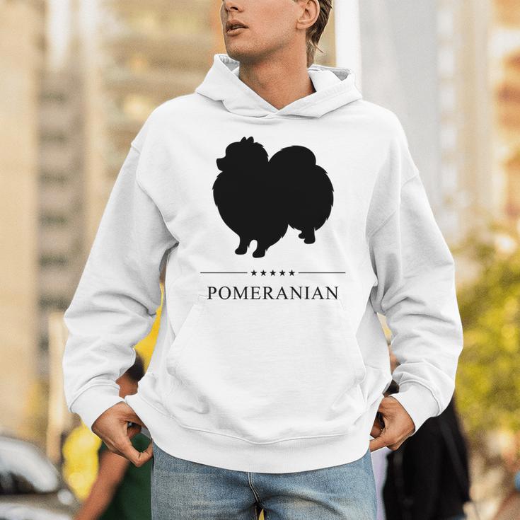 ポメラニアンブラックシルエット 長袖tシャツ パーカー