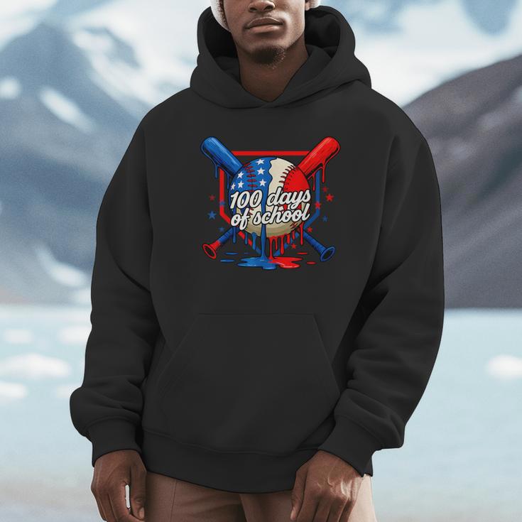 100 Days Of School 100th Day Youth Drip Baseball Boys Kid Unisex Hoodie