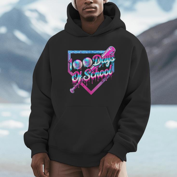 100 Days Of School Baseball 100th Day Ice Cream Boys Kids Unisex Hoodie 100 Days Of School Baseball 100th Day Ice Cream Boys Kids Unisex Hoodie