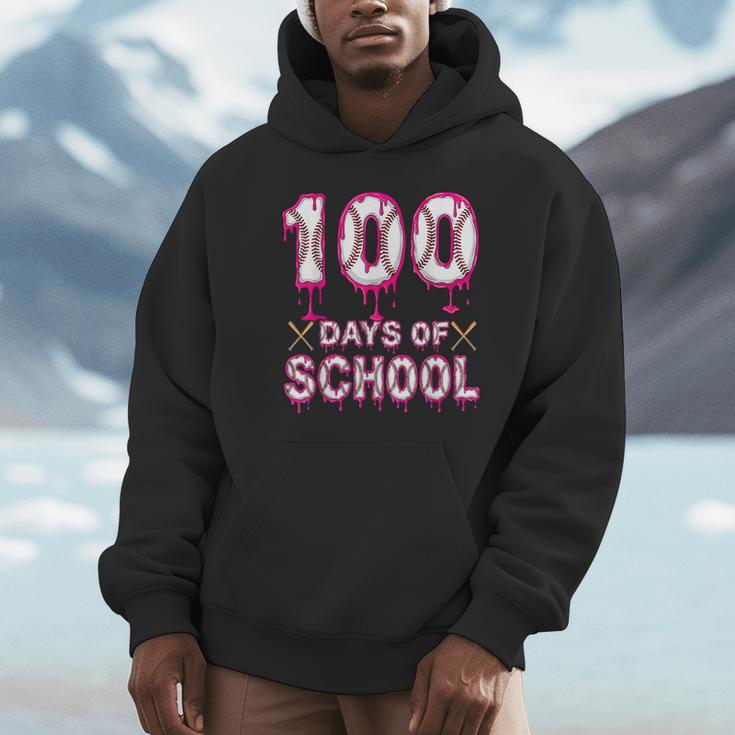 100 Days Of School Baseball Ice Cream Drip 100th Day Boys Unisex Hoodie