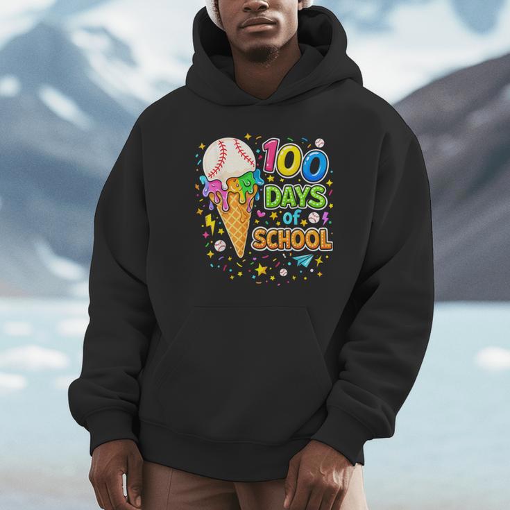 100 Days Of School Baseball Ice Cream Drip Boys Kids Player Unisex Hoodie 100 Days Of School Baseball Ice Cream Drip Boys Kids Player Unisex Hoodie
