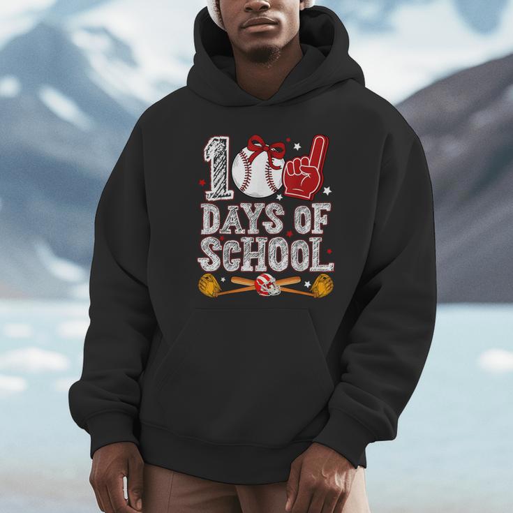 100 Days Of School Cute Bow Baseball Boy Girl Teacher Unisex Hoodie