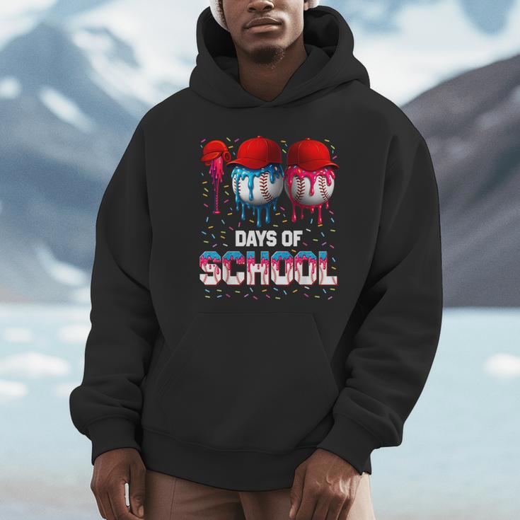 100 Days Of School Dripping Baseball 100th Day Teacher Boy Unisex Hoodie