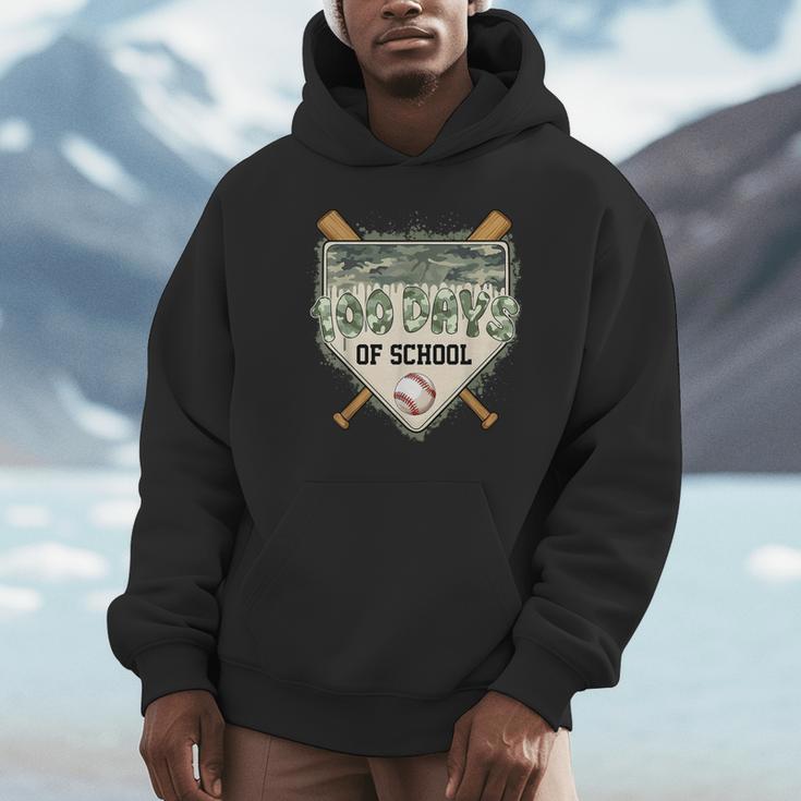 100 Days Of School Home Plate Camo Baseball Dripping Boys Unisex Hoodie
