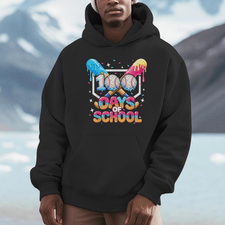100 Days Of School Ice Cream Baseball Player For Kids Boys Unisex Hoodie 100 Days Of School Ice Cream Baseball Player For Kids Boys Unisex Hoodie