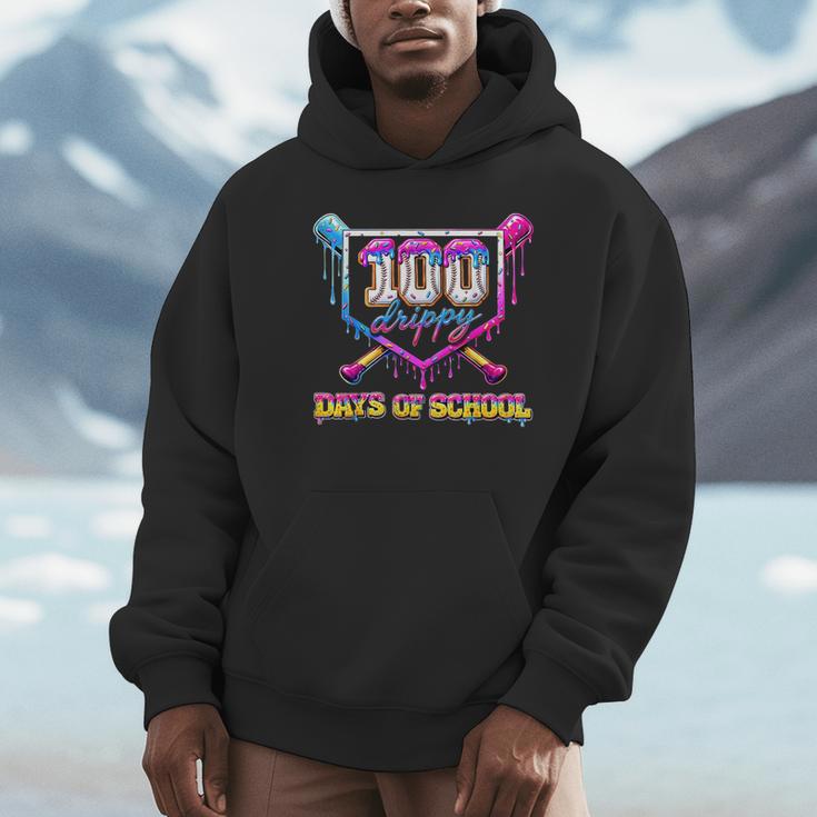 100 Drippy Days Of School Baseball For Boy Kids Unisex Hoodie