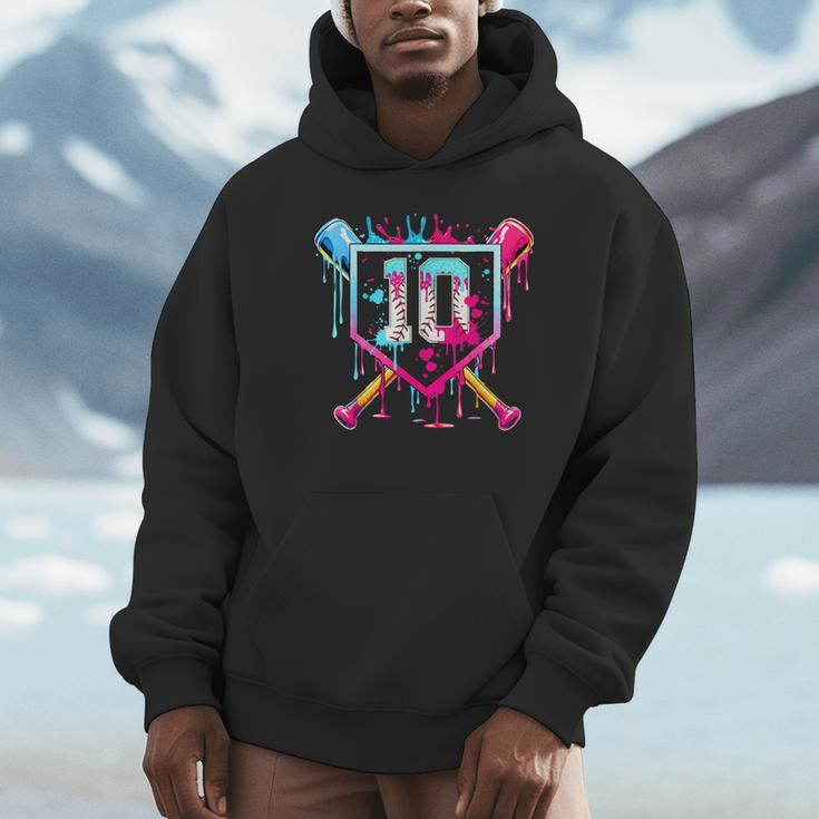 10th Birthday Boys Baseball Ice Cream Drip Boys Baseball Unisex Hoodie