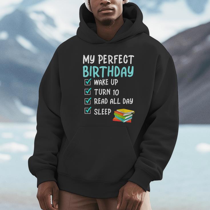 10th Perfect Birthday Reading 10 Years Old Book Lover Unisex Hoodie