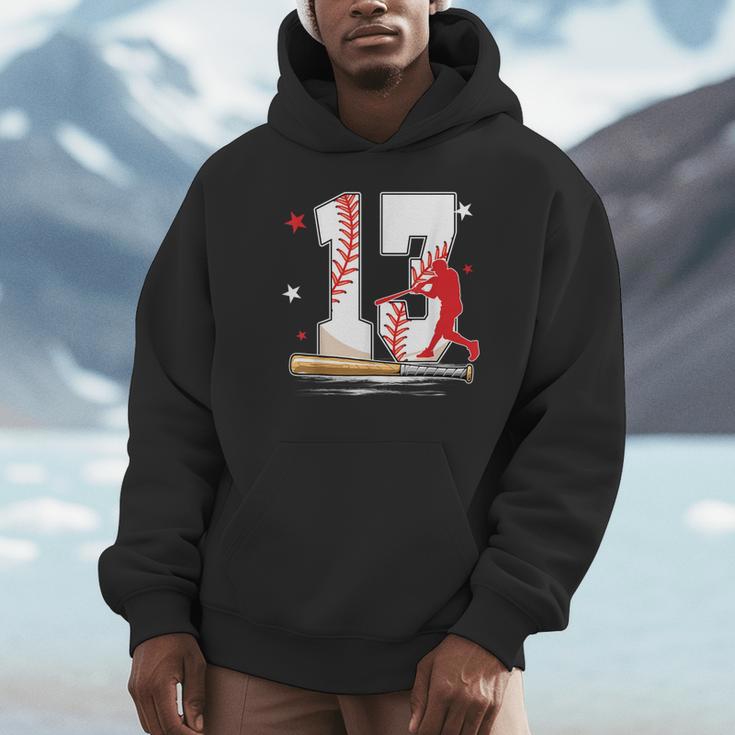 13 Years Old Baseball Birthday Boy 13th Bday Party Unisex Hoodie 13 Years Old Baseball Birthday Boy 13th Bday Party Unisex Hoodie