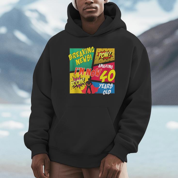 40 Years Old Birthday Comic Style Book Lover Party Unisex Hoodie 40 Years Old Birthday Comic Style Book Lover Party Unisex Hoodie