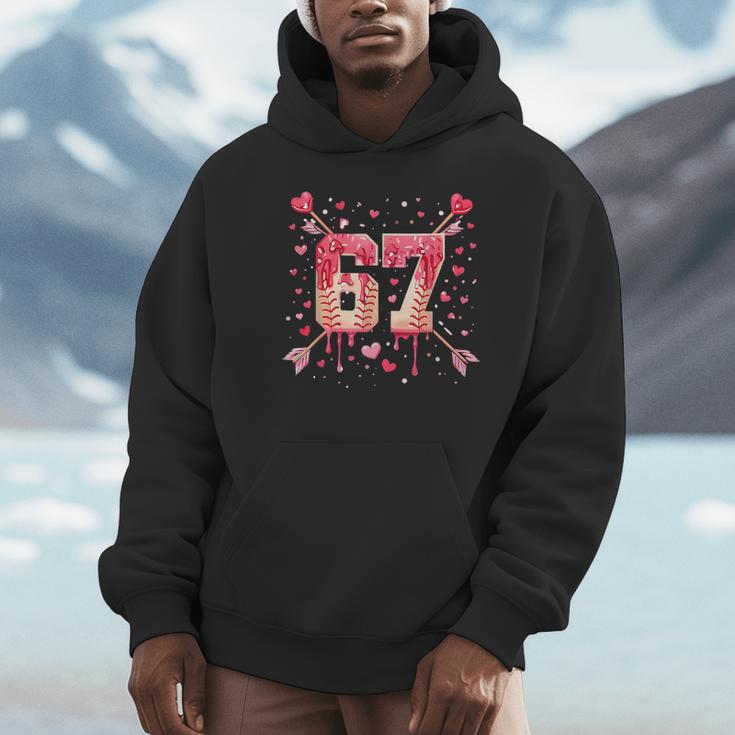 6 7 Melting Number Arrow Baseball Drip Valentine's Day Unisex Hoodie