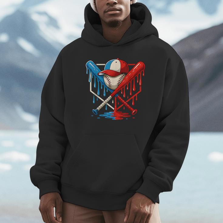 American Baseball Drip Graffiti Ball And Bat Unisex Hoodie