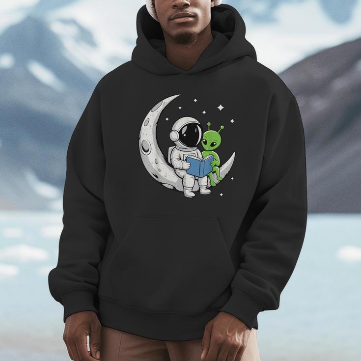 Astronaut Alien Reading Book Moon Space Unisex Hoodie Astronaut Alien Reading Book Moon Space Unisex Hoodie
