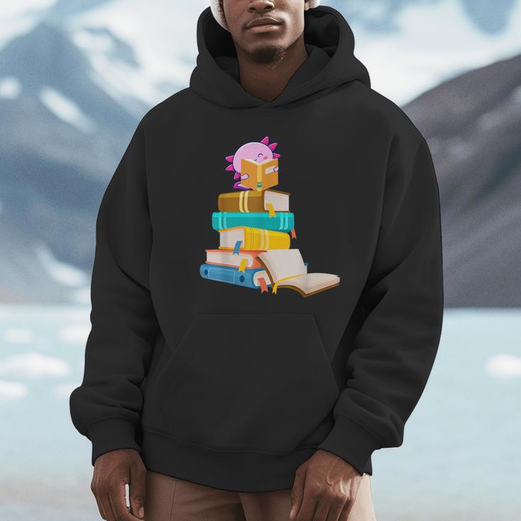 Axolotl Reading Book Bookworm Book Lover Girls Boys Unisex Hoodie