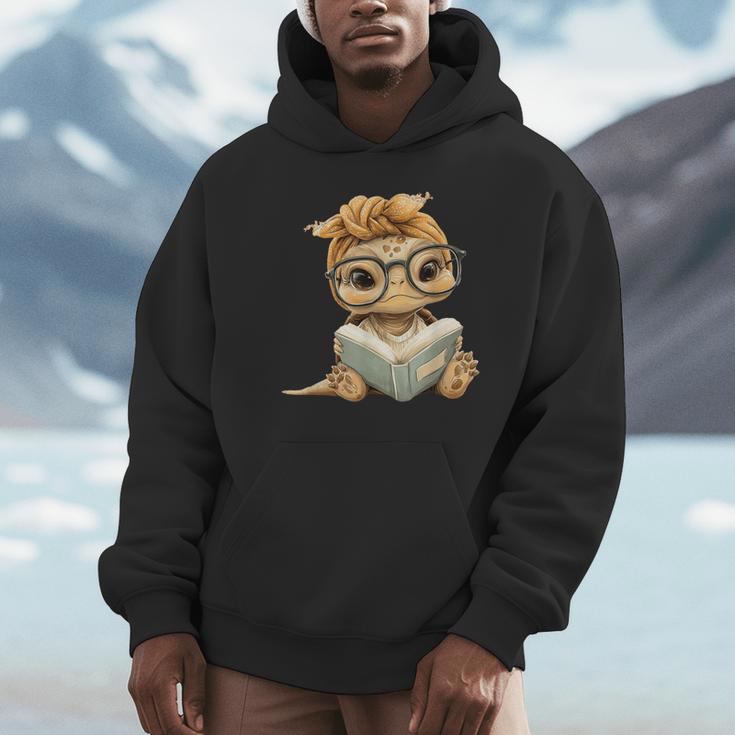 Baby Turtle Open Book Reading Animal Lover Graphic Portrait Unisex Hoodie Baby Turtle Open Book Reading Animal Lover Graphic Portrait Unisex Hoodie