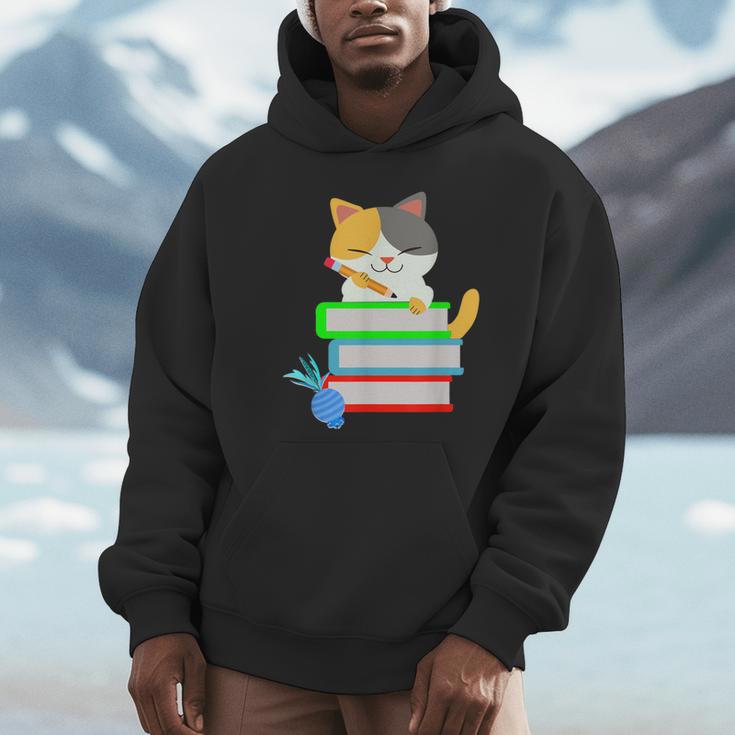 Back To School Kawaii Cat School Books Homework For Men Women Kids Unisex Hoodie