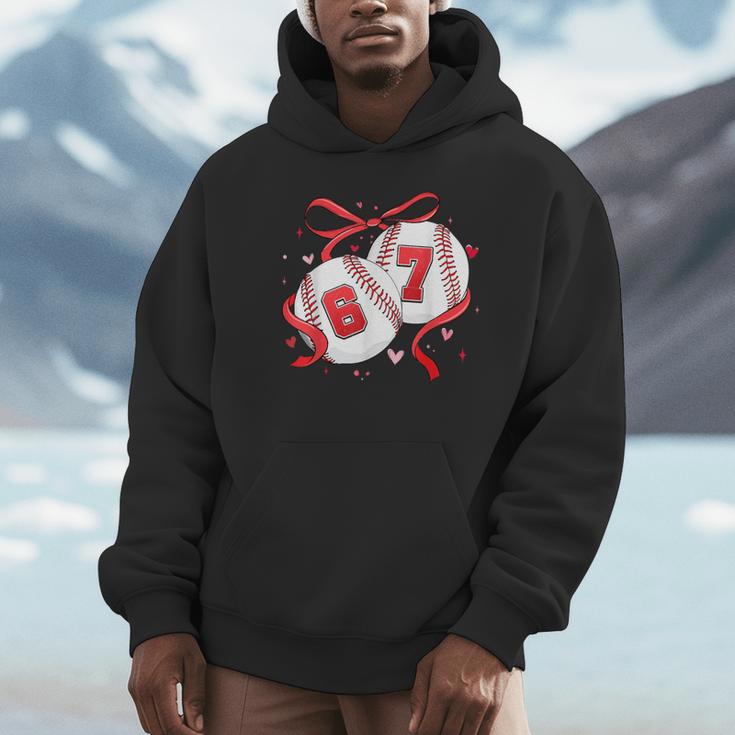 Baseball 67 Six Seven Gen Alpha Meme Valentine's Day Unisex Hoodie