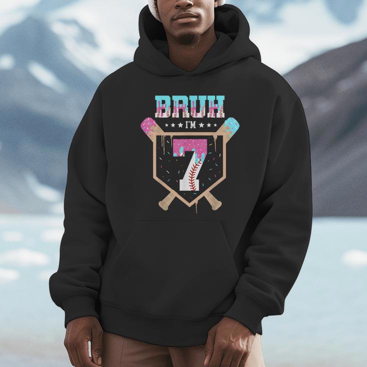 Baseball 7 Year Old Ice Cream Drip 7th Birthday Boys Player Unisex Hoodie