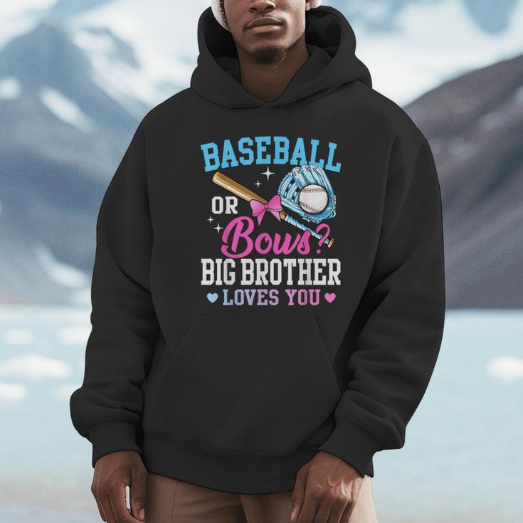 Baseball Or Bows Big Brother Loves You Gender Pink Or Blue Unisex Hoodie Baseball Or Bows Big Brother Loves You Gender Pink Or Blue Unisex Hoodie