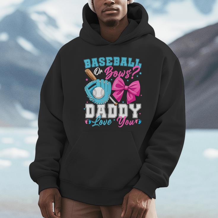 Baseball Or Bows Daddy Loves You Gender Reveal Family Unisex Hoodie