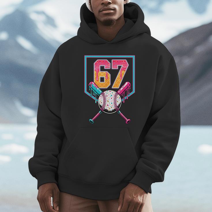 Baseball Ice Cream Drip Number 67 Player 67th Birthday Men Unisex Hoodie Baseball Ice Cream Drip Number 67 Player 67th Birthday Men Unisex Hoodie
