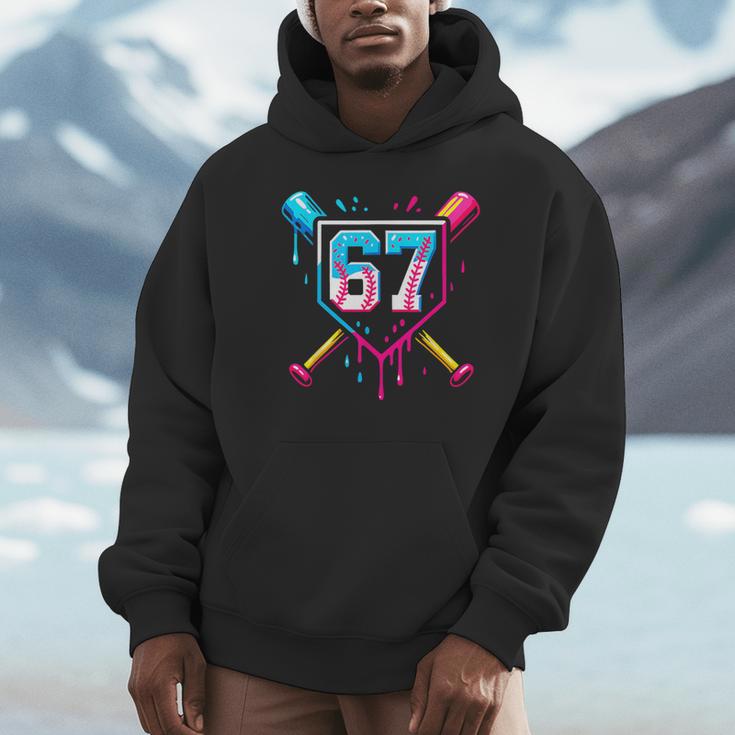 Baseball Ice Cream Drip Number 67 Player 67th Birthday 67 Unisex Hoodie