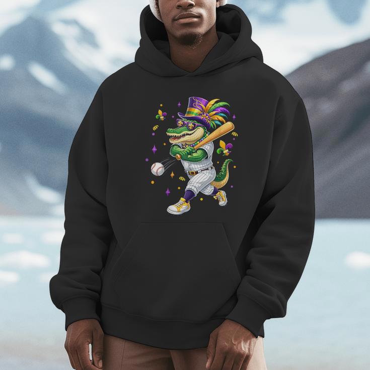 Baseball Player Mardi Gras Alligator Carnival Costume Beads Unisex Hoodie Baseball Player Mardi Gras Alligator Carnival Costume Beads Unisex Hoodie