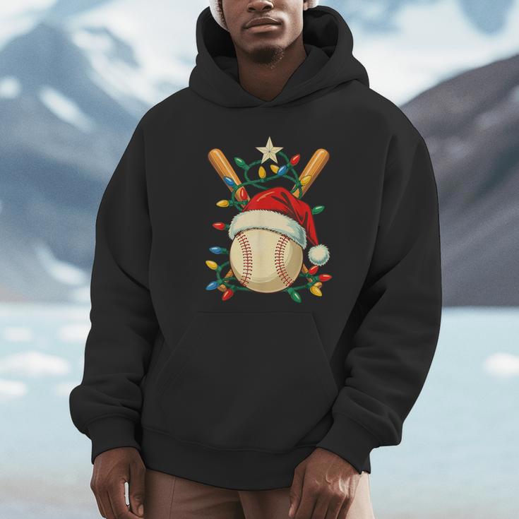 Baseball Santa Christmas Ball Baseball Lover Player Boys Unisex Hoodie