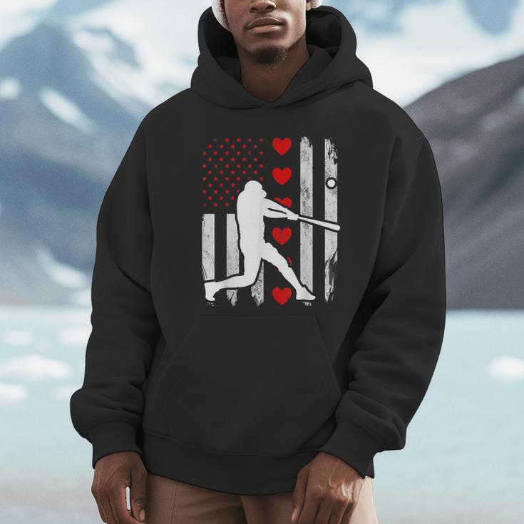 Baseball Silhouette Heart USA Flag Hearts American Boys Kids Unisex Hoodie Baseball Silhouette Heart USA Flag Hearts American Boys Kids Unisex Hoodie