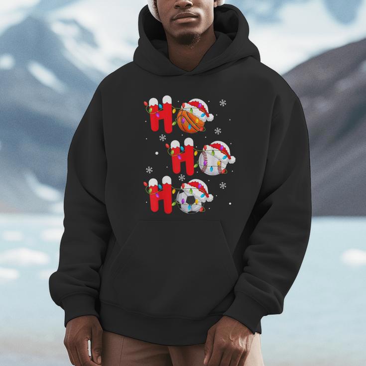 Basketball Baseball Soccer Christmas Ho Ho Ho Santa Xmas Unisex Hoodie Basketball Baseball Soccer Christmas Ho Ho Ho Santa Xmas Unisex Hoodie