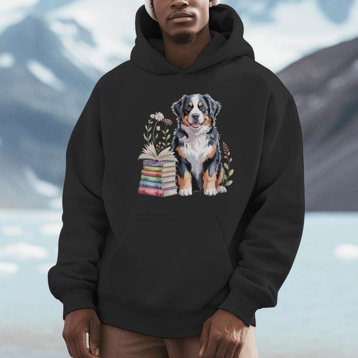 Bernese Mountain Dog Berner Bookworm Flowers Book Reading Unisex Hoodie Bernese Mountain Dog Berner Bookworm Flowers Book Reading Unisex Hoodie