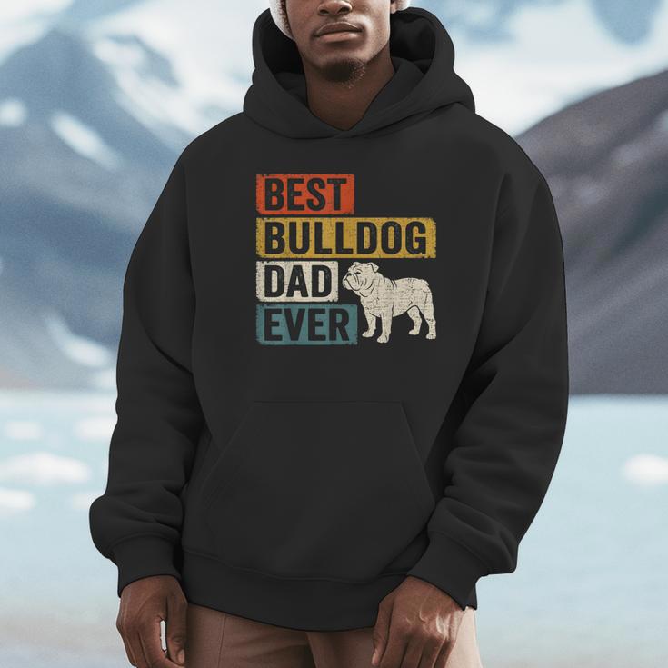 Best Bulldog Dad Ever レトロ ヴィンテージ ブルドッグデザイン パーカー