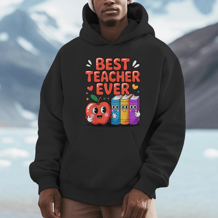 Best Teacher Ever Cute Apple Books School Classroom Vibes Unisex Hoodie Best Teacher Ever Cute Apple Books School Classroom Vibes Unisex Hoodie