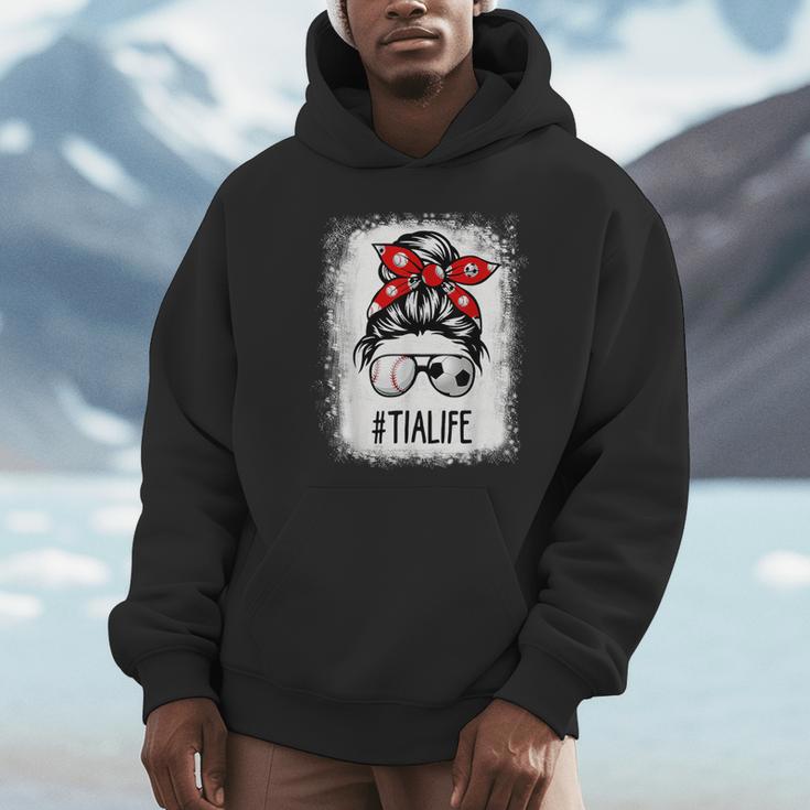 Bleached Tia Life Soccer Messy Bun Baseball Game Day Unisex Hoodie