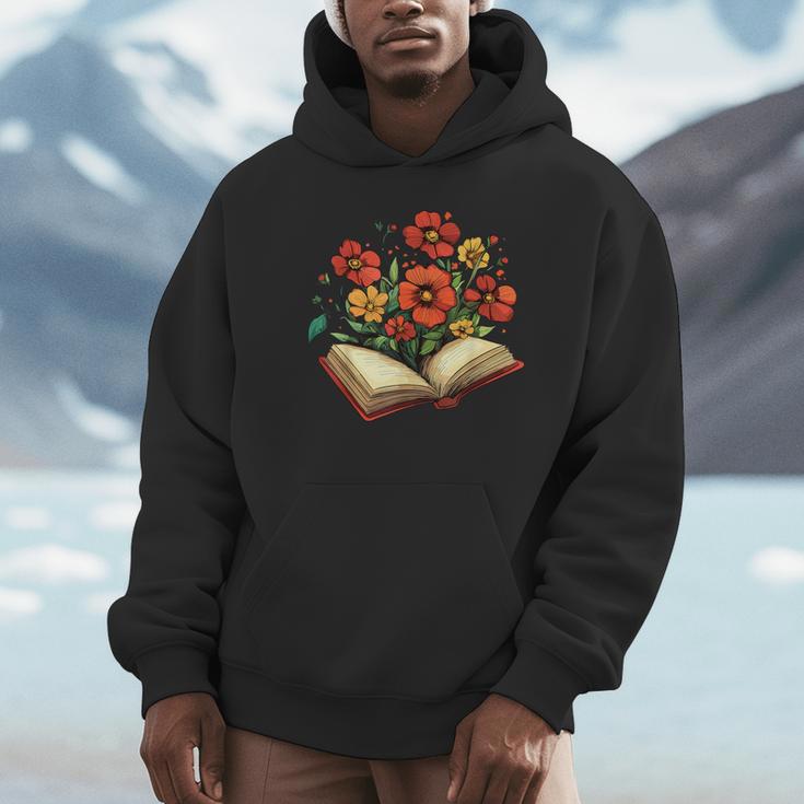 Book With Blooming Flowers Reading Nature Garden Unisex Hoodie