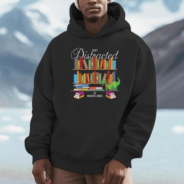 Book Lover Distracted By Books & Dragons Bookworm Unisex Hoodie Book Lover Distracted By Books & Dragons Bookworm Unisex Hoodie