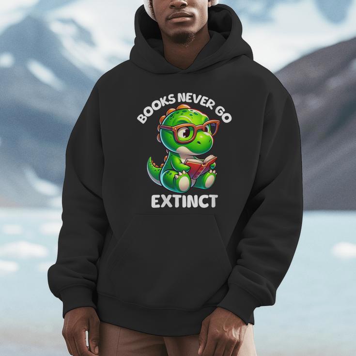 Books Never Go Extinct Reading Dinosaur Bookish Nerdy Unisex Hoodie Books Never Go Extinct Reading Dinosaur Bookish Nerdy Unisex Hoodie