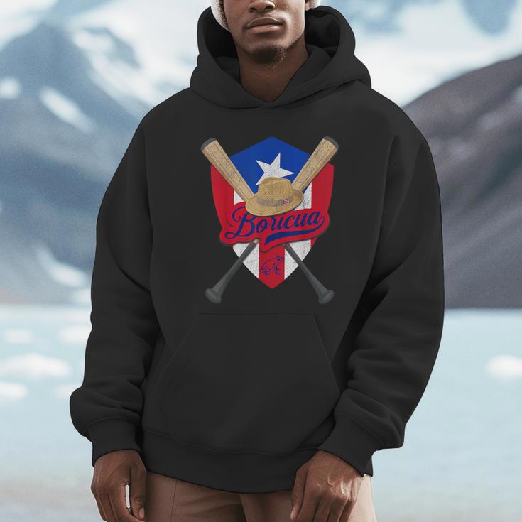 Boricua Puerto Rico Baseball Coqui Frog Pava Hat Fan Unisex Hoodie