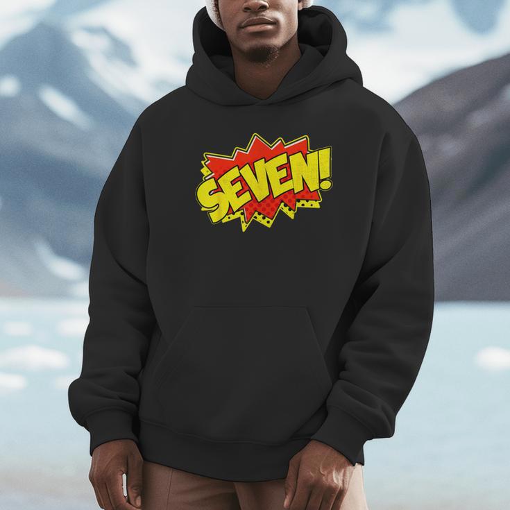 Boy Seven Superhero Comic Book Hero 7th Birthday Boy 7 Years Unisex Hoodie