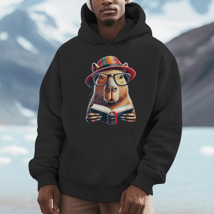 Capybara Bookworm Rodent Reading a Book Unisex Hoodie