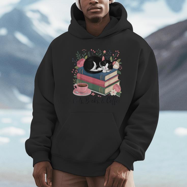 Cats Books & Coffee For Cat Lovers In Relaxed Weekend Unisex Hoodie Cats Books & Coffee For Cat Lovers In Relaxed Weekend Unisex Hoodie