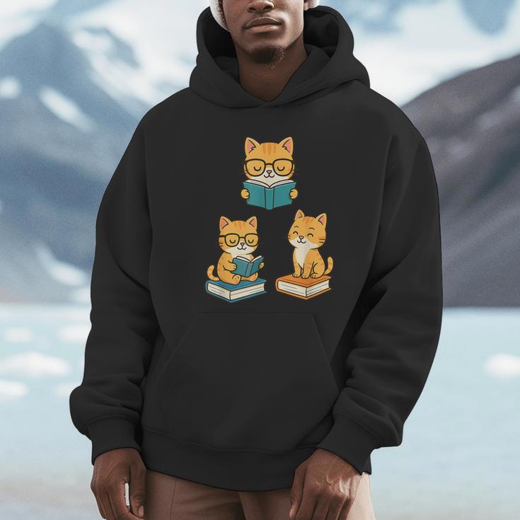 Cats Reading Book Lover Reading Bookworm Reader Unisex Hoodie