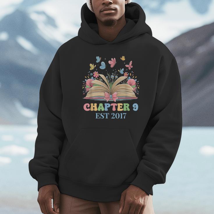 Chapter 9 Years Old 9th Birthday Butterfly Bow Book Lover Unisex Hoodie