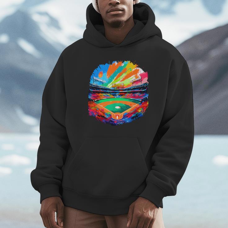 Colorful Baseball Field Home Run Baseball Player Fans Unisex Hoodie
