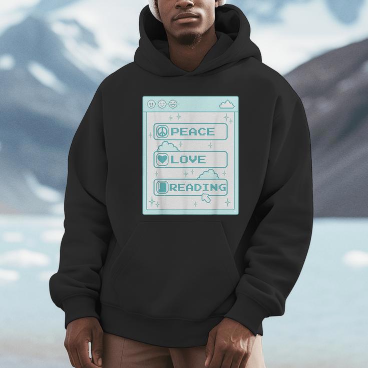 Computer Geek Peace Love Reading Cool Book Lover Bookworm Unisex Hoodie