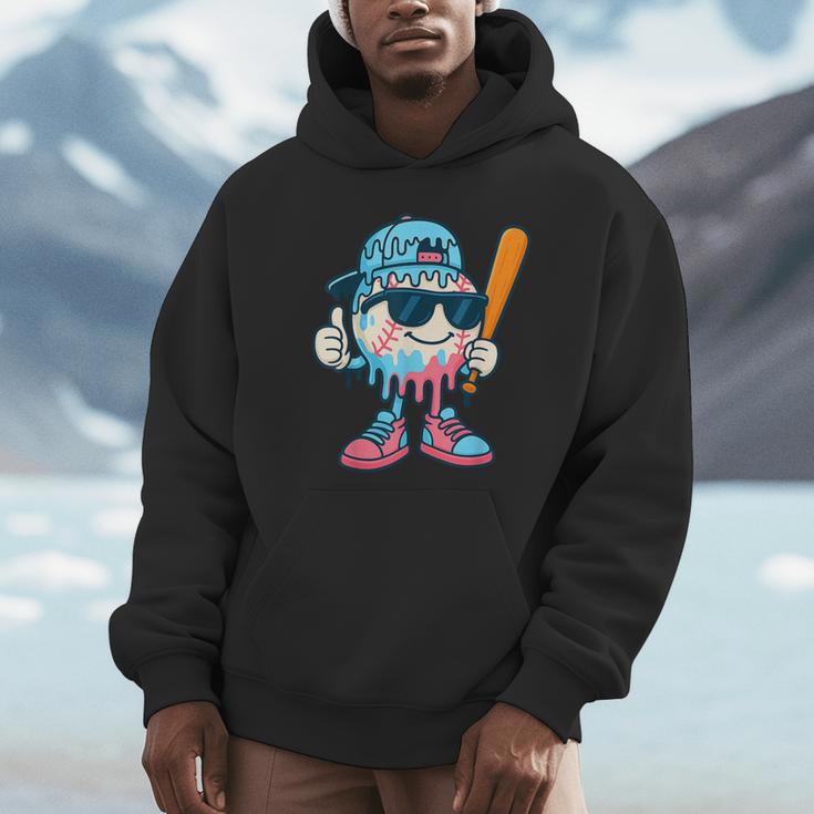 Cool Ice Cream Drip Baseball Drip For Boys Sports Kids Unisex Hoodie Cool Ice Cream Drip Baseball Drip For Boys Sports Kids Unisex Hoodie